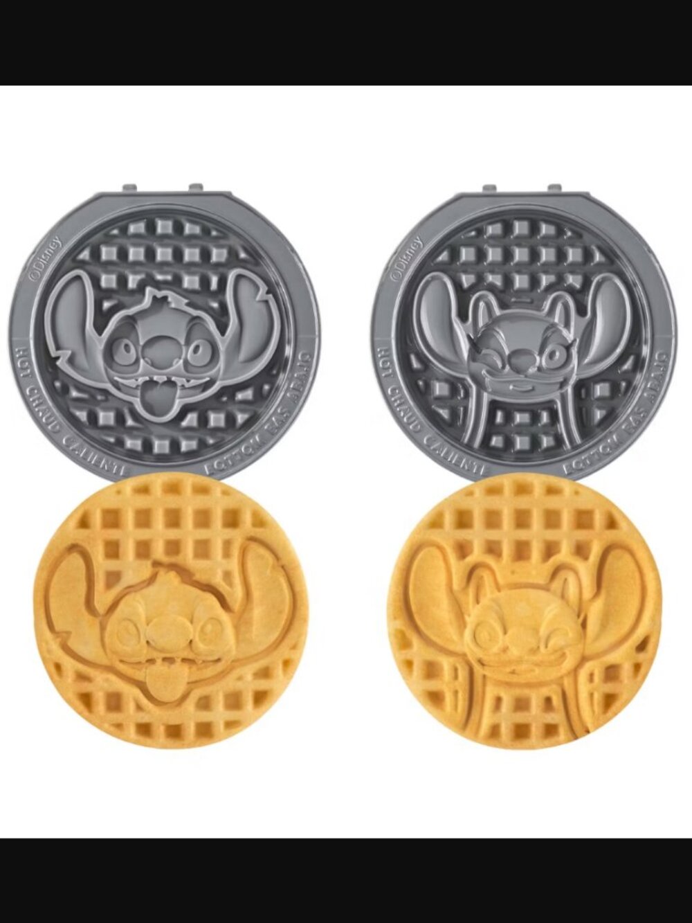 (NEW) Disney Dash 2pc MultiMaker removable Mini Waffle Plates - Stitch and Angel